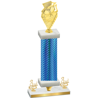 Premium Single Blue Carbon Fiber Third Place Pickleball Trophy