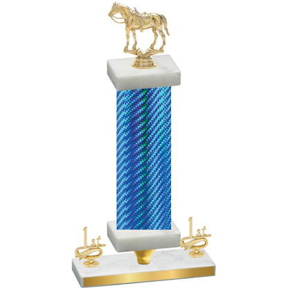 Premium Single Blue Carbon Fiber First Place Horses Trophy