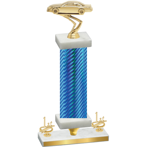 Premium Single Blue Carbon Fiber First Place Cars Trophy