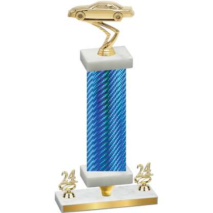 Premium Single Blue Carbon Fiber Year Cars Trophy