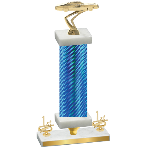 Premium Single Blue Carbon Fiber First Place Cars Trophy