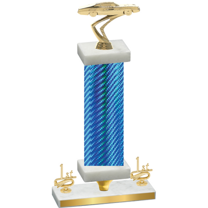 Premium Single Blue Carbon Fiber First Place Cars Trophy