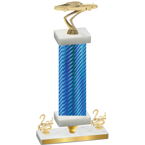 Premium Single Blue Carbon Fiber Second Place Cars Trophy