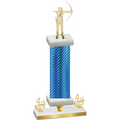 Premium Single Blue Carbon Fiber Fourth Place Archery Trophy