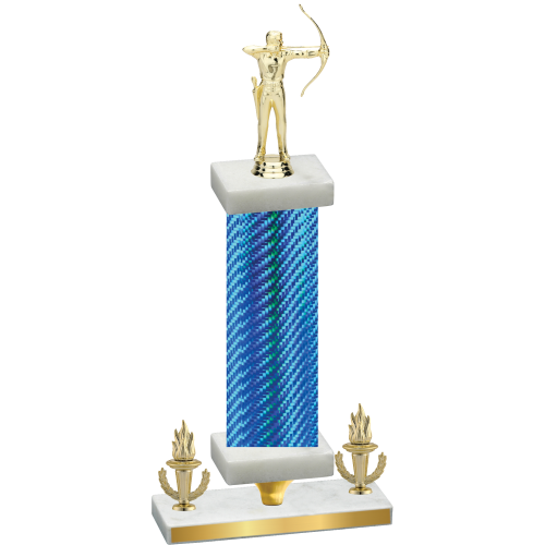 Premium Single Blue Carbon Fiber Victory Archery Trophy