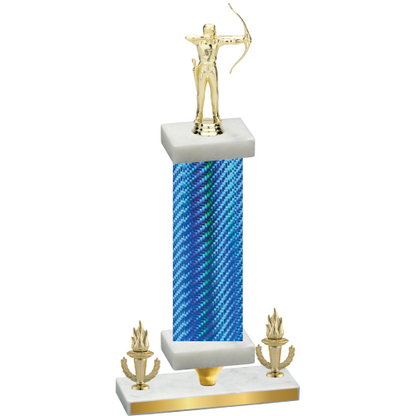 Premium Single Blue Carbon Fiber Victory Archery Trophy