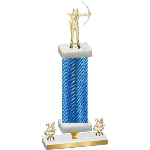 Premium Single Blue Carbon Fiber Year Archery Trophy
