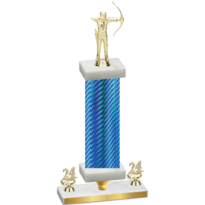 Premium Single Blue Carbon Fiber Year Archery Trophy