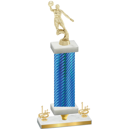 Premium Single Blue Carbon Fiber First Place Basketball Trophy