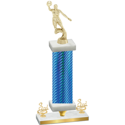 Premium Single Blue Carbon Fiber Third Place Basketball Trophy