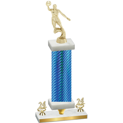 Premium Single Blue Carbon Fiber Year Basketball Trophy