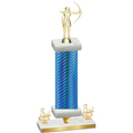 Premium Single Blue Carbon Fiber Third Place Archery Trophy