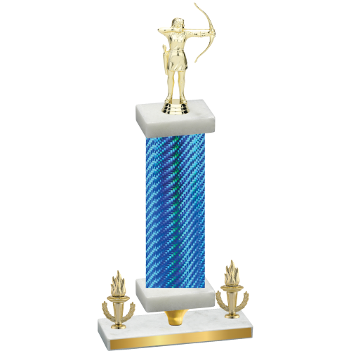 Premium Single Blue Carbon Fiber Victory Archery Trophy