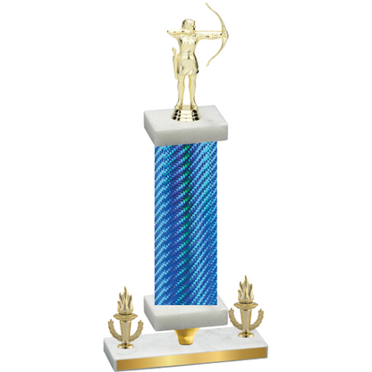 Premium Single Blue Carbon Fiber Victory Archery Trophy