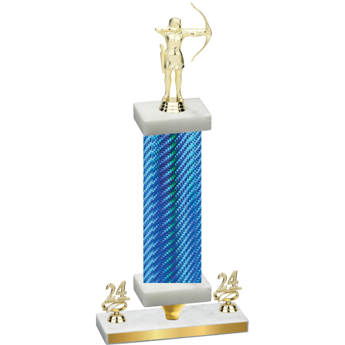 Premium Single Blue Carbon Fiber Year Archery Trophy