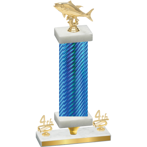 Premium Single Blue Carbon Fiber Fourth Place Fishing Trophy