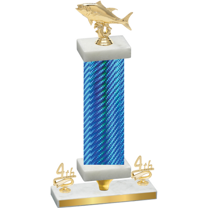 Premium Single Blue Carbon Fiber Fourth Place Fishing Trophy
