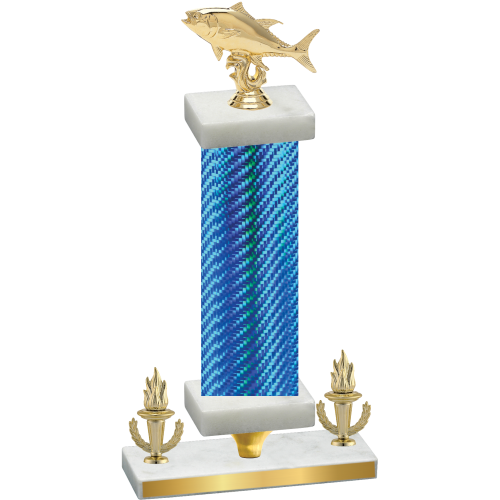 Premium Single Blue Carbon Fiber Victory Fishing Trophy