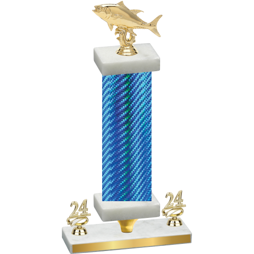 Premium Single Blue Carbon Fiber Year Fishing Trophy