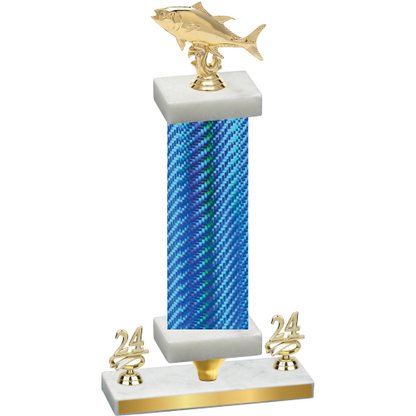 Premium Single Blue Carbon Fiber Year Fishing Trophy