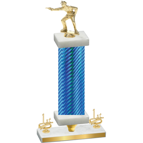 Premium Single Blue Carbon Fiber First Place Shooter Trophy