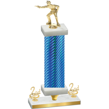 Premium Single Blue Carbon Fiber Second Place Shooter Trophy