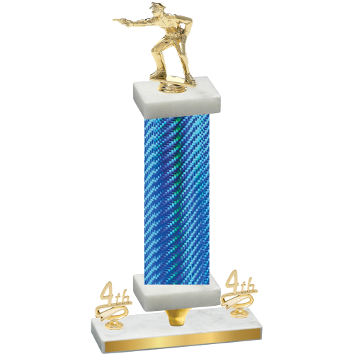 Premium Single Blue Carbon Fiber Fourth Place Shooter Trophy