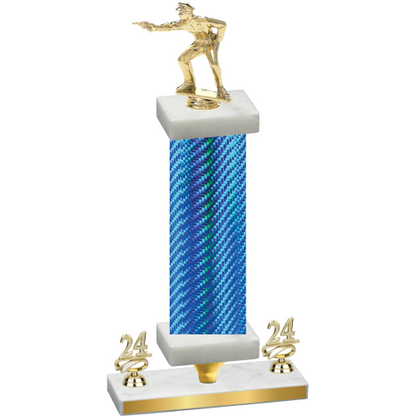 Premium Single Blue Carbon Fiber Year Shooter Trophy