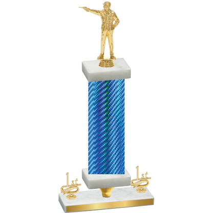 Premium Single Blue Carbon Fiber First Place Shooter Trophy