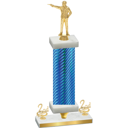 Premium Single Blue Carbon Fiber Second Place Shooter Trophy