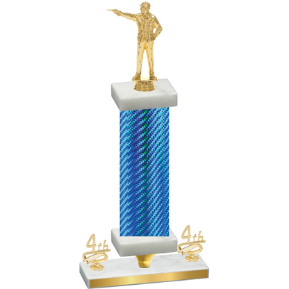 Premium Single Blue Carbon Fiber Fourth Place Shooter Trophy
