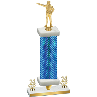 Premium Single Blue Carbon Fiber Year Shooter Trophy