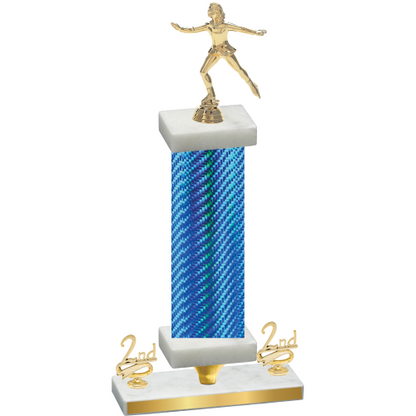 Premium Single Blue Carbon Fiber Second Place Skater Trophy