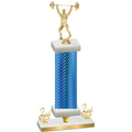 Premium Single Blue Carbon Fiber Second Place Weights Trophy