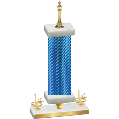 Premium Single Blue Carbon Fiber First Place Chess Trophy
