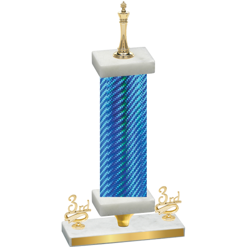 Premium Single Blue Carbon Fiber Third Place Chess Trophy
