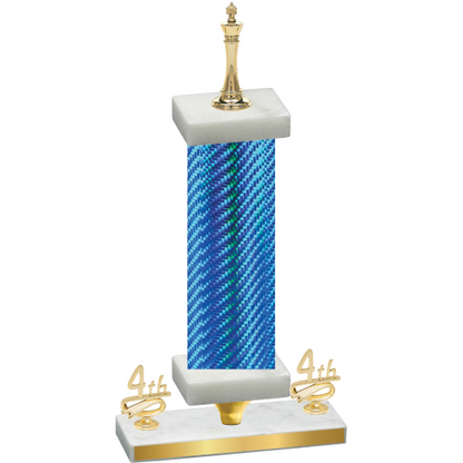 Premium Single Blue Carbon Fiber Fourth Place Chess Trophy