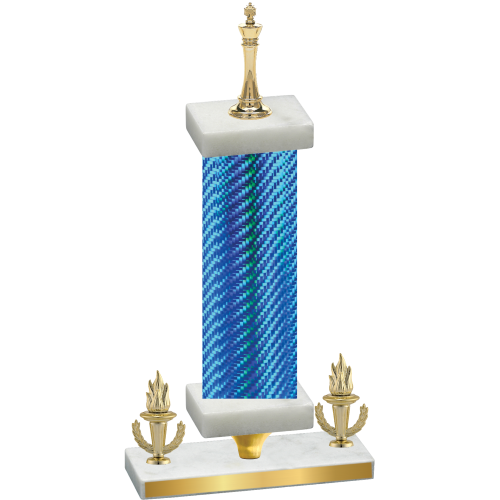 Premium Single Blue Carbon Fiber Victory Chess Trophy