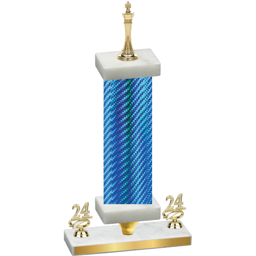 Premium Single Blue Carbon Fiber Year Chess Trophy