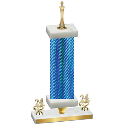 Premium Single Blue Carbon Fiber Year Chess Trophy