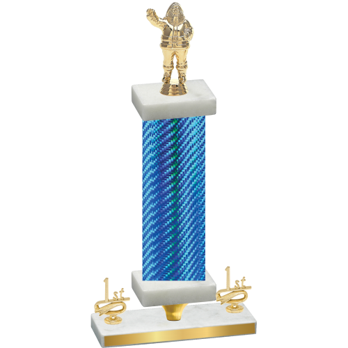 Premium Single Blue Carbon Fiber First Place Holiday Trophy