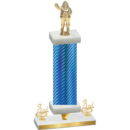 Premium Single Blue Carbon Fiber Third Place Holiday Trophy