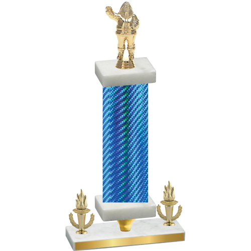 Premium Single Blue Carbon Fiber Victory Holiday Trophy