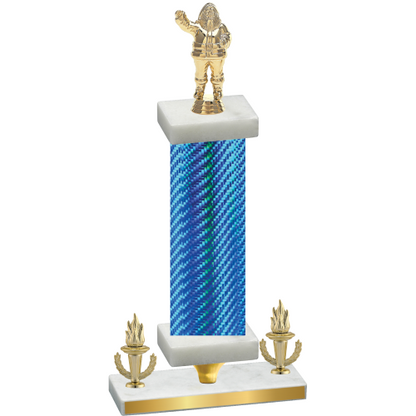 Premium Single Blue Carbon Fiber Victory Holiday Trophy