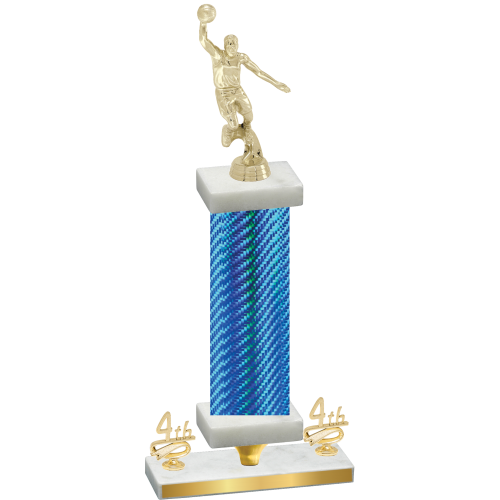Premium Single Blue Carbon Fiber Fourth Place Basketball Trophy