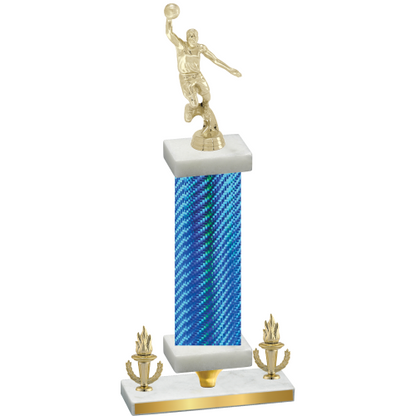 Premium Single Blue Carbon Fiber Victory Basketball Trophy