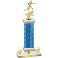 Premium Single Blue Carbon Fiber First Place Flag Football Trophy