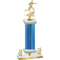 Premium Single Blue Carbon Fiber Year Flag Football Trophy
