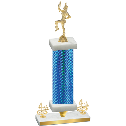 Premium Single Blue Carbon Fiber Fourth Place Majorette Trophy