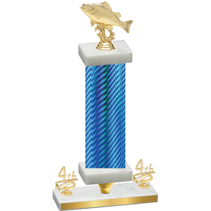 Premium Single Blue Carbon Fiber Fourth Place Fishing Trophy